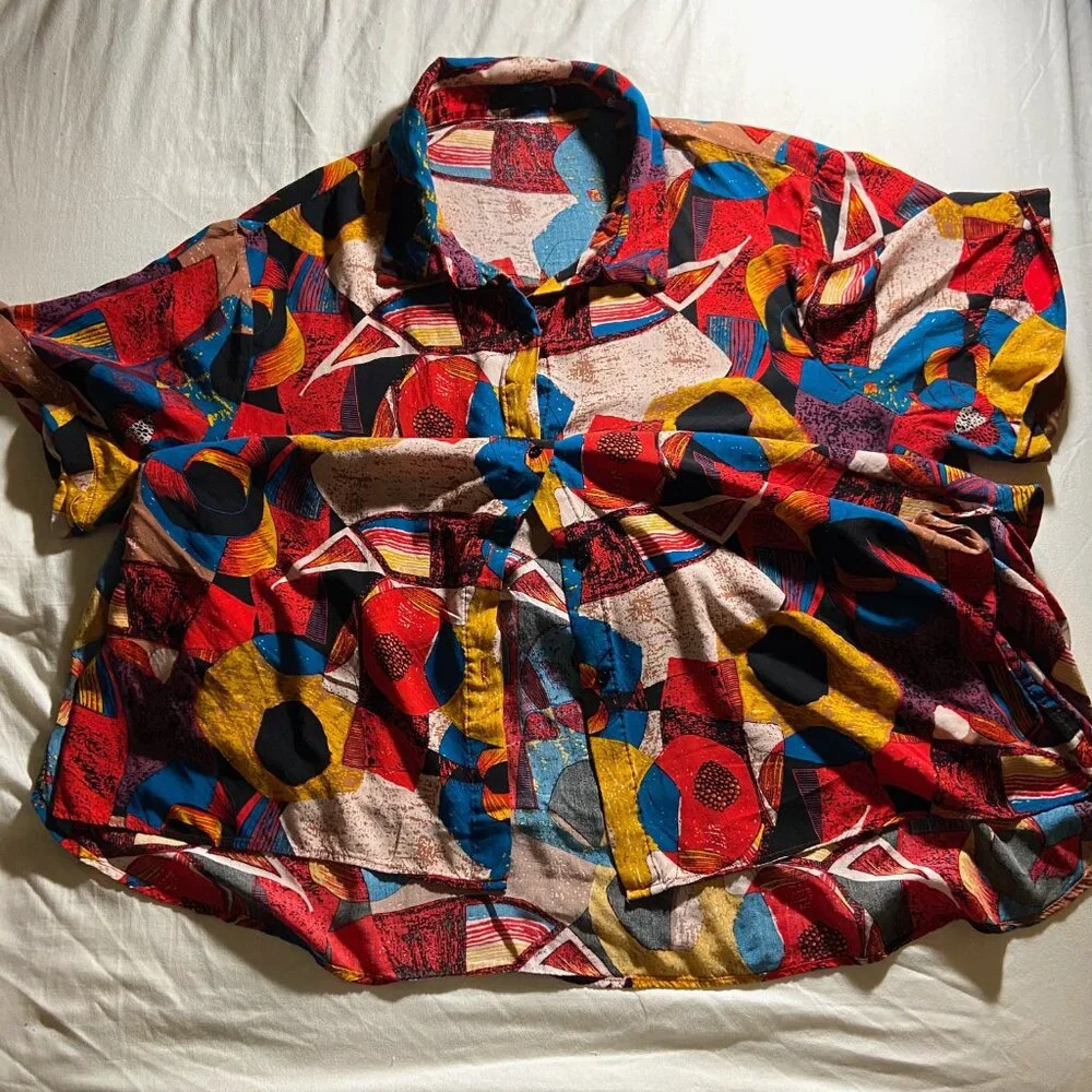 Abstract Print Button-Down Tunic - Picture 2 of 5